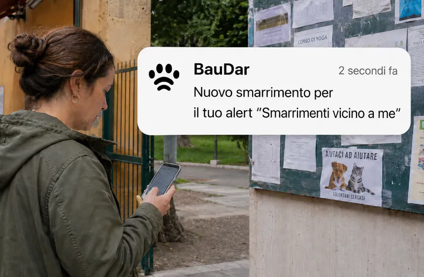 Volontario che riceve un alert BauDar nella propria zona